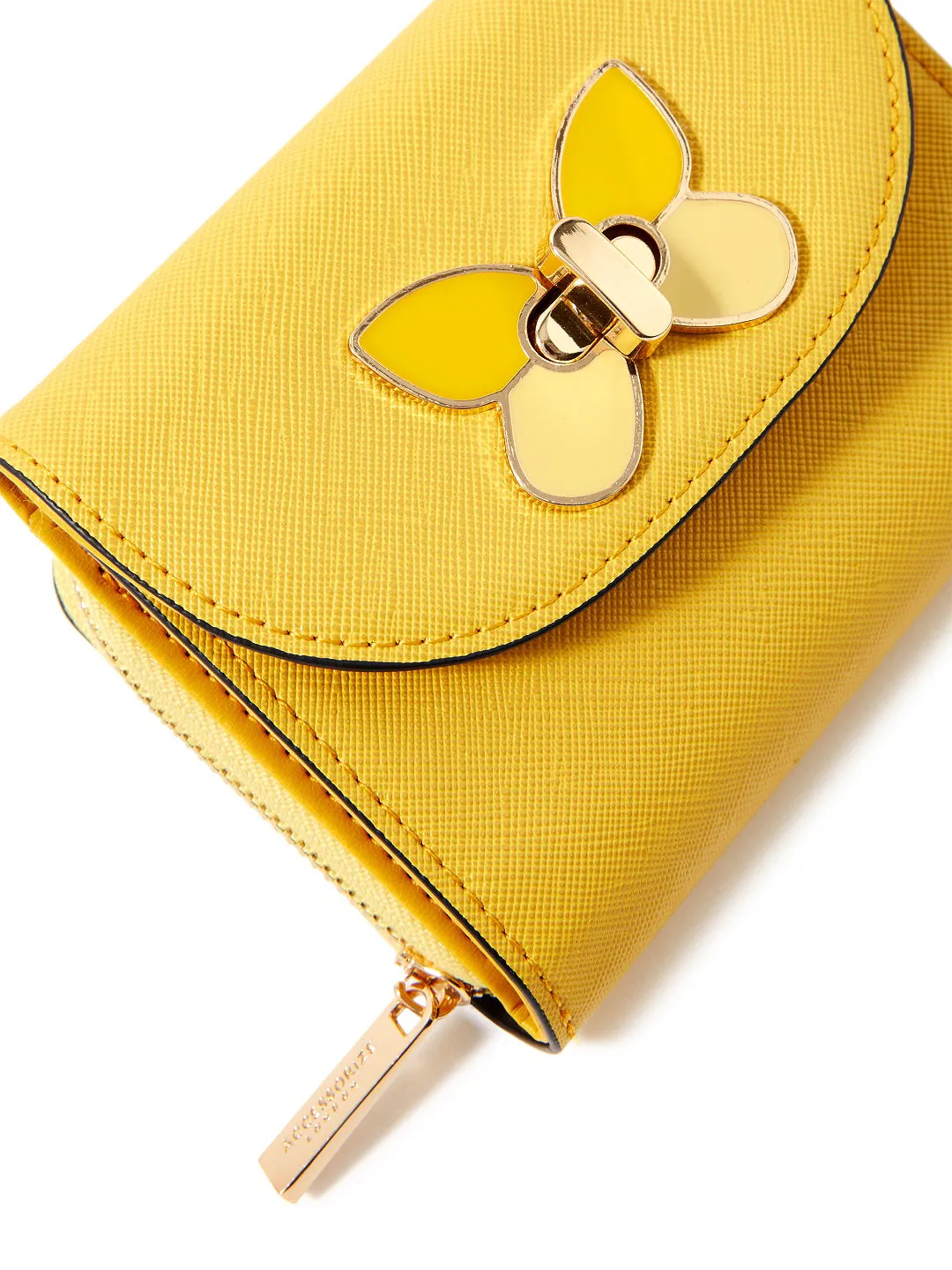 Accessorize London Women's Faux Leather Yellow Butterfly Wallet Purse