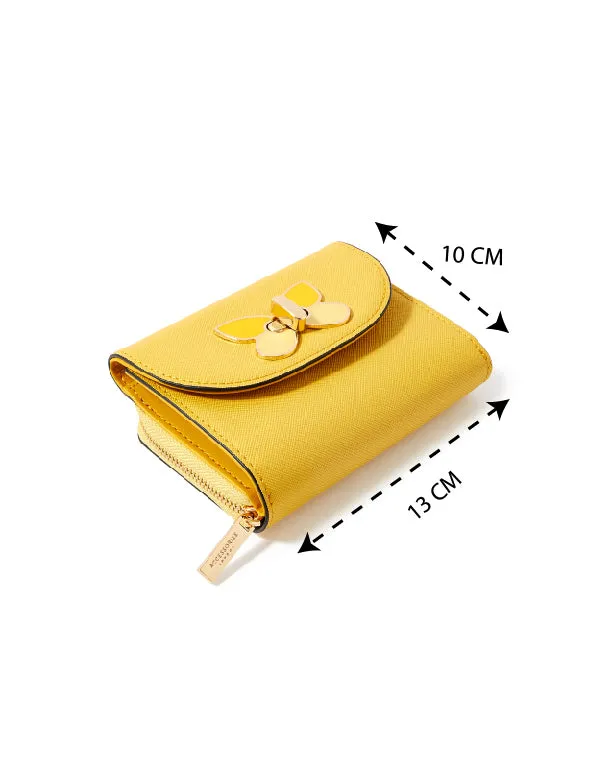 Accessorize London Women's Faux Leather Yellow Butterfly Wallet Purse