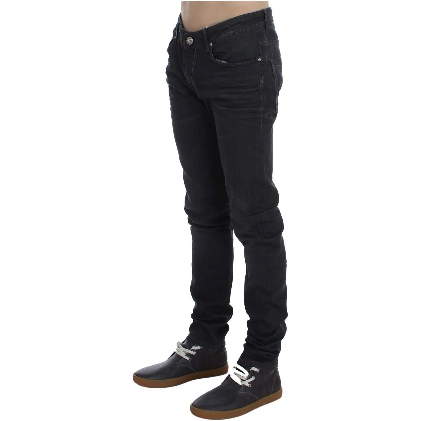 Acht Sleek Gray Slim Fit Men's Premium Denim