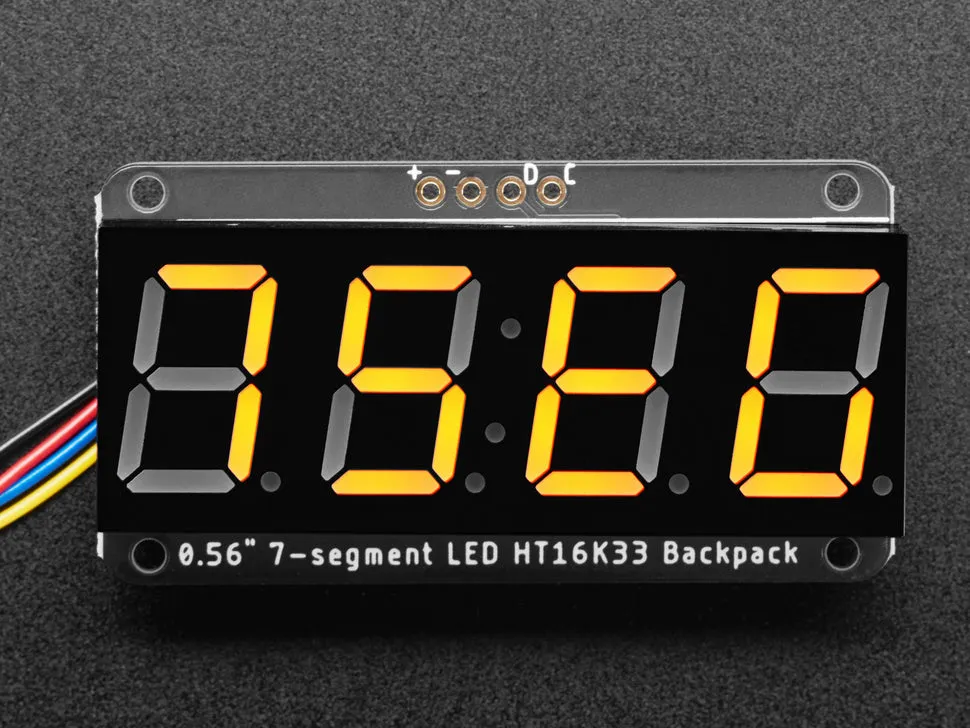 Adafruit 0.56" 4-Digit 7-Segment Display w/I2C Backpack - Yellow