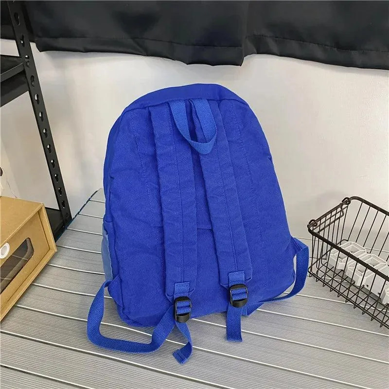 B2695 Cool Backpack - Fashion Panelled Canvas Travel Book Bags