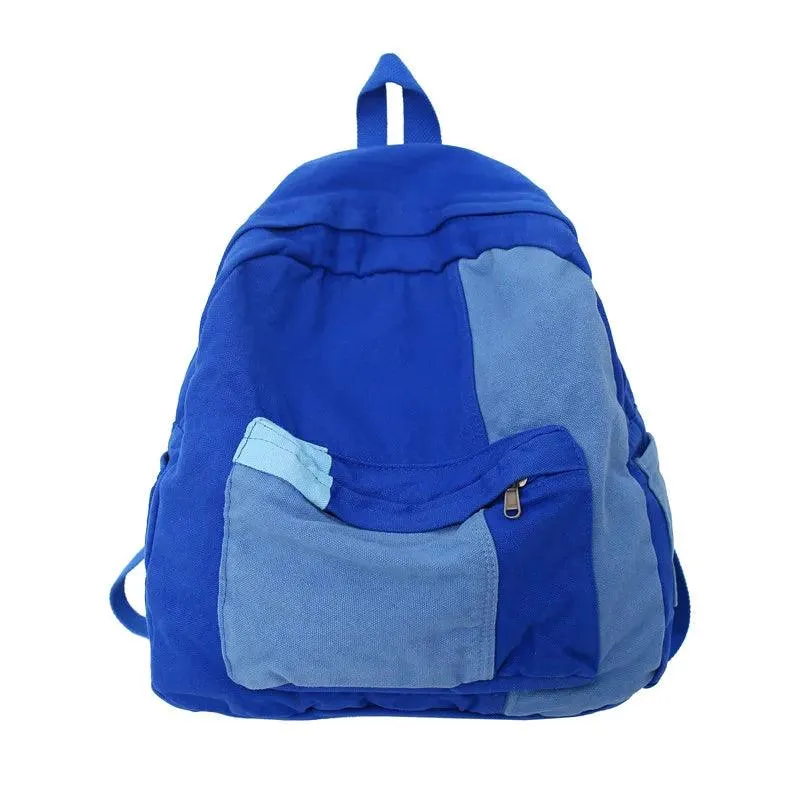 B2695 Cool Backpack - Fashion Panelled Canvas Travel Book Bags