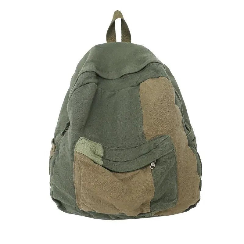 B2695 Cool Backpack - Fashion Panelled Canvas Travel Book Bags