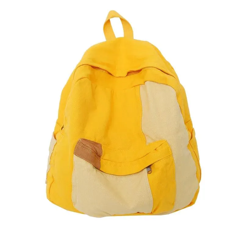 B2695 Cool Backpack - Fashion Panelled Canvas Travel Book Bags