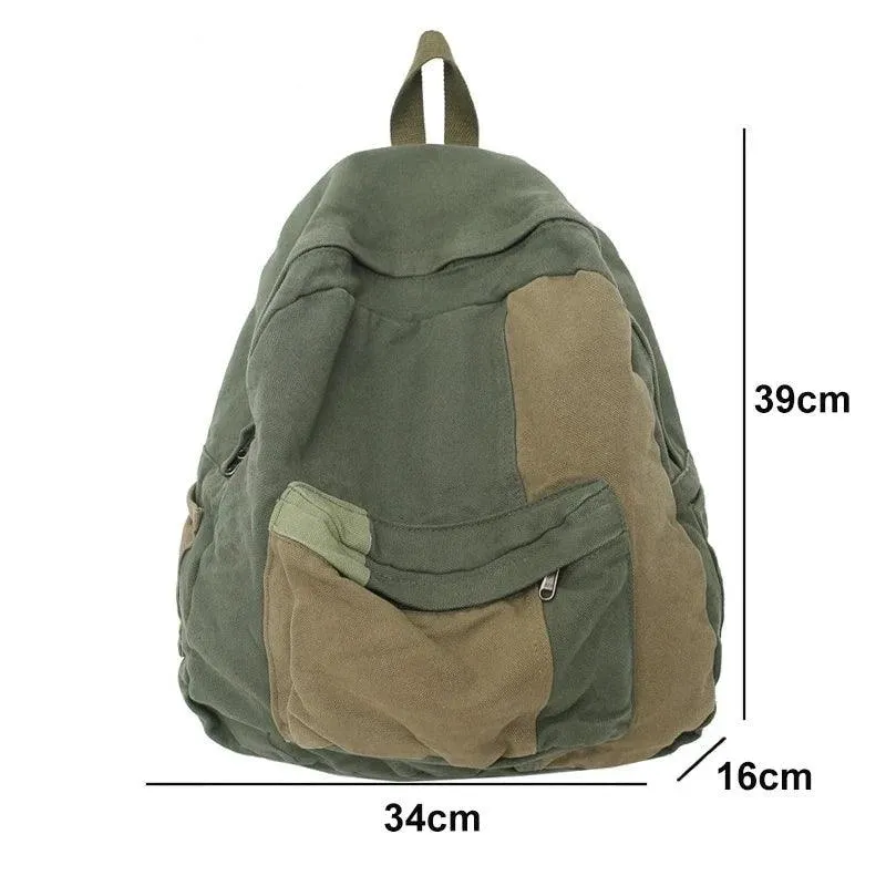 B2695 Cool Backpack - Fashion Panelled Canvas Travel Book Bags