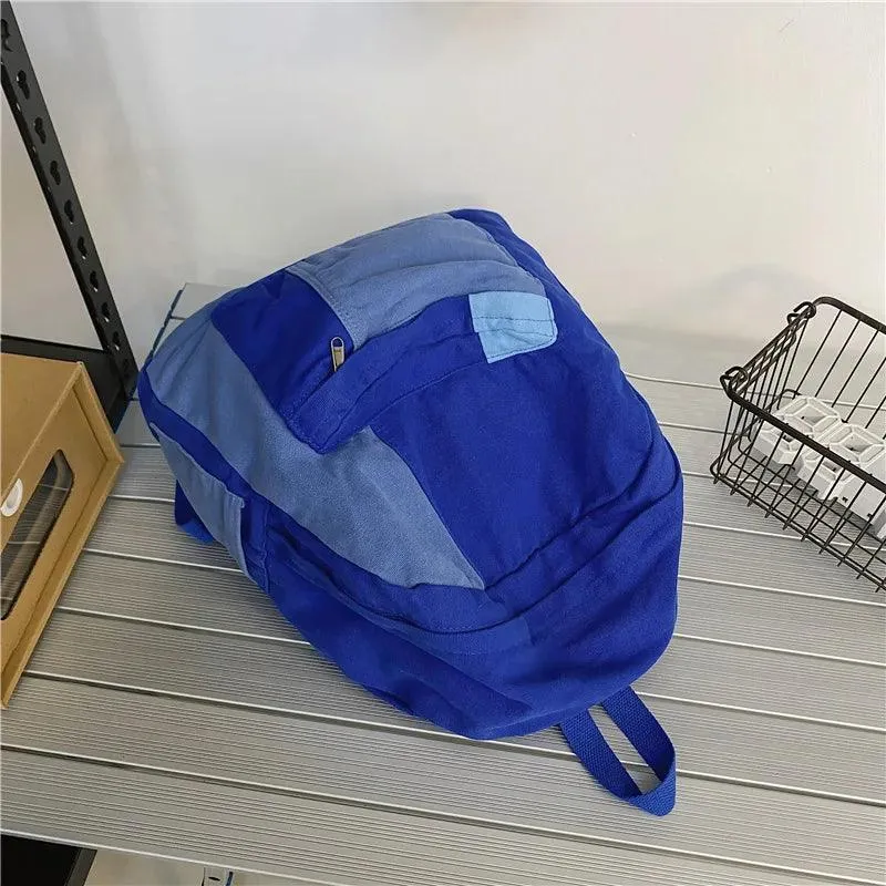 B2695 Cool Backpack - Fashion Panelled Canvas Travel Book Bags