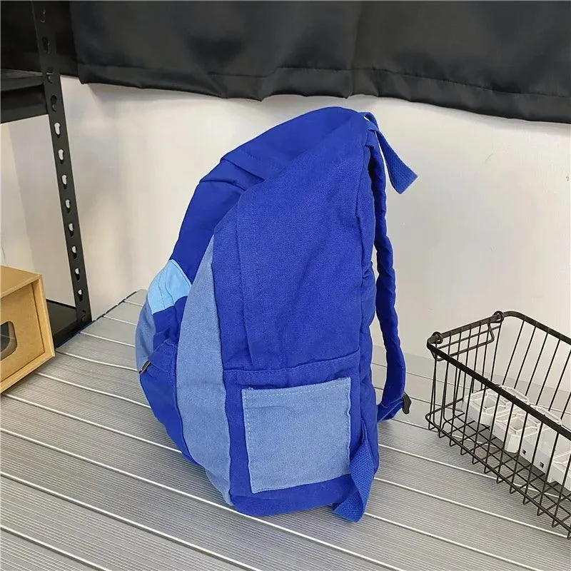 B2695 Cool Backpack - Fashion Panelled Canvas Travel Book Bags