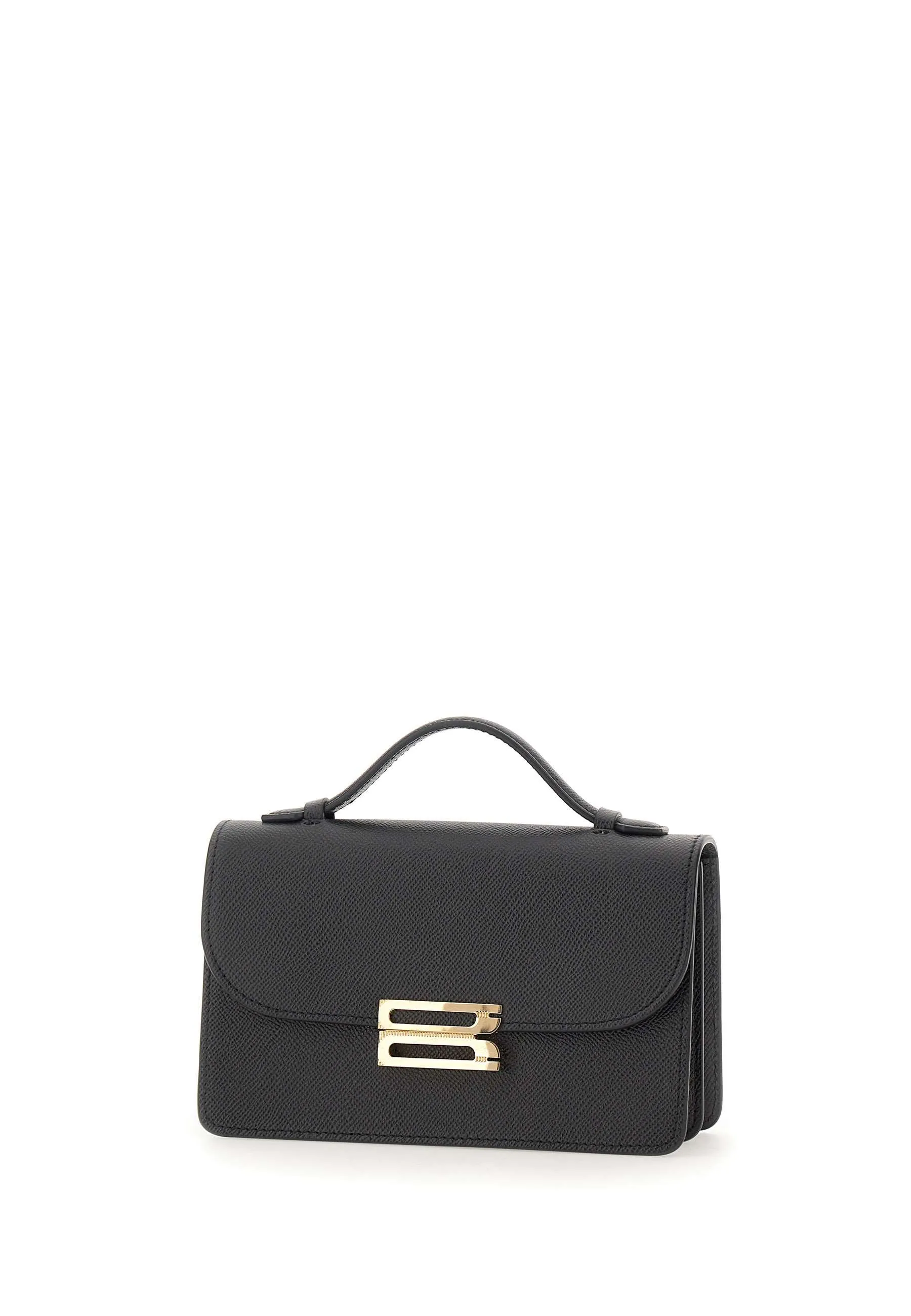 Black Calfskin Shoulder Bag Compact