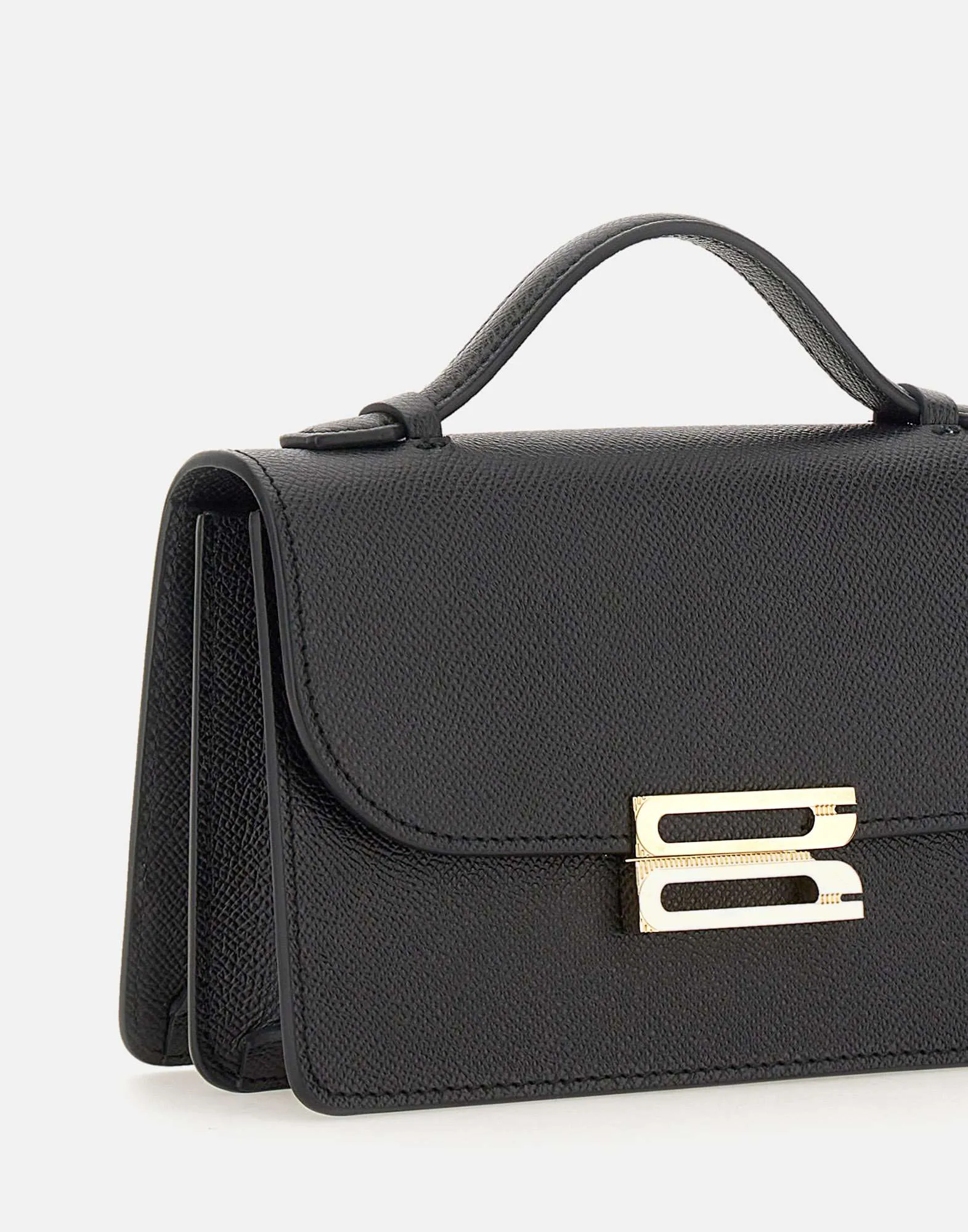 Black Calfskin Shoulder Bag Compact