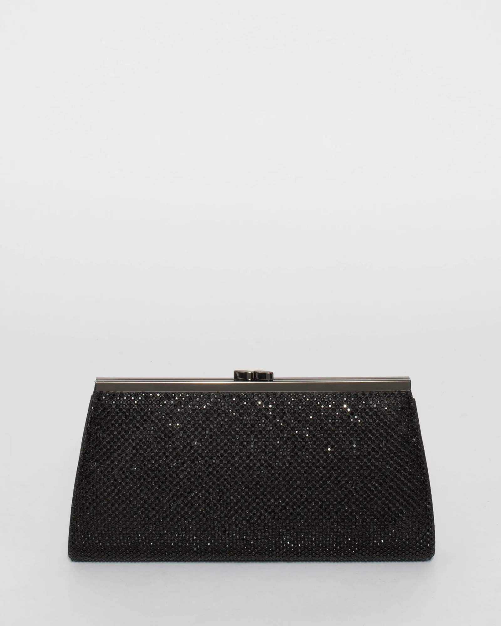 Black Crystal Top Clasp Clutch Bag