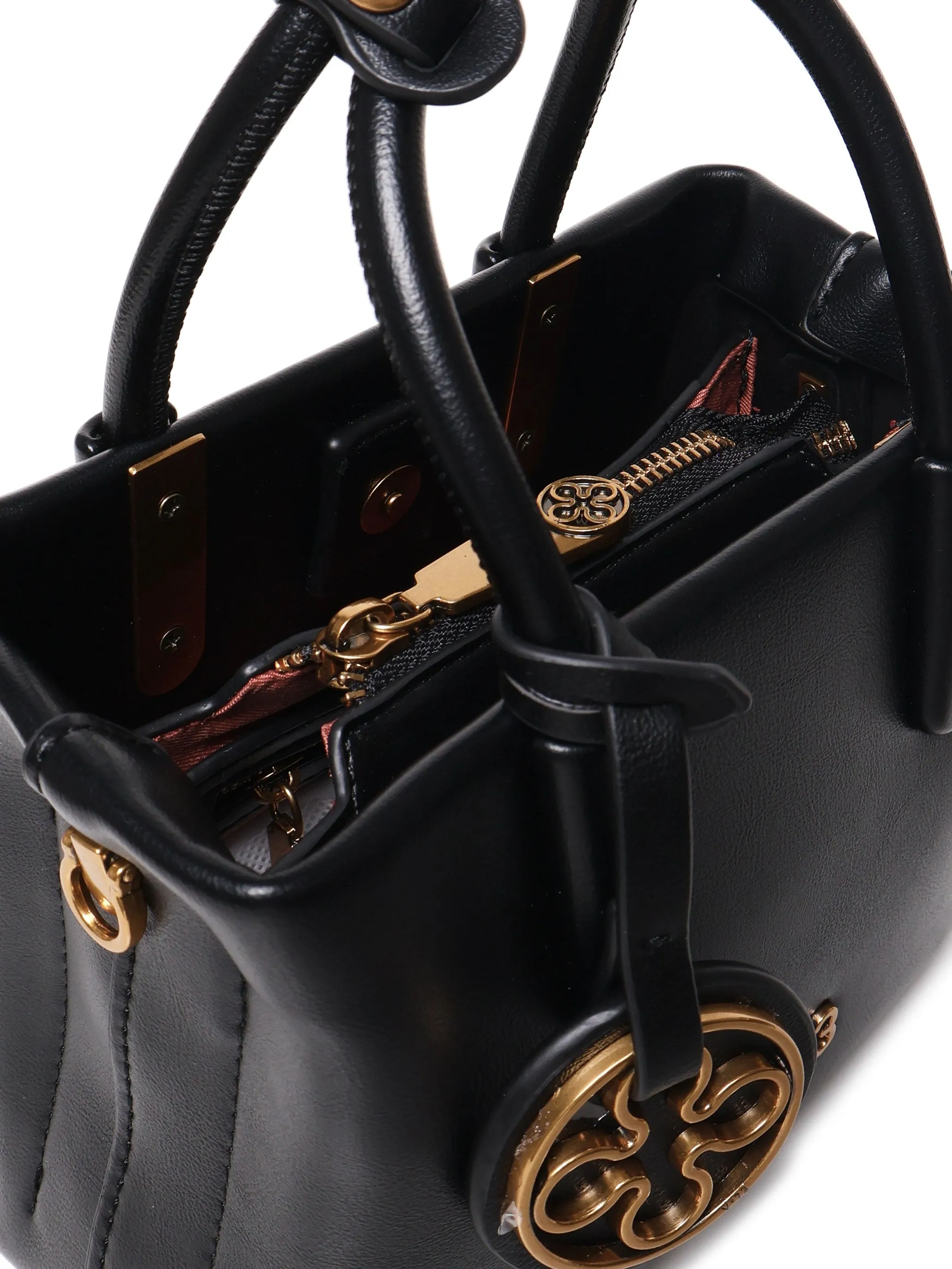 Black Mini Shoulder Bag with Zip Closure