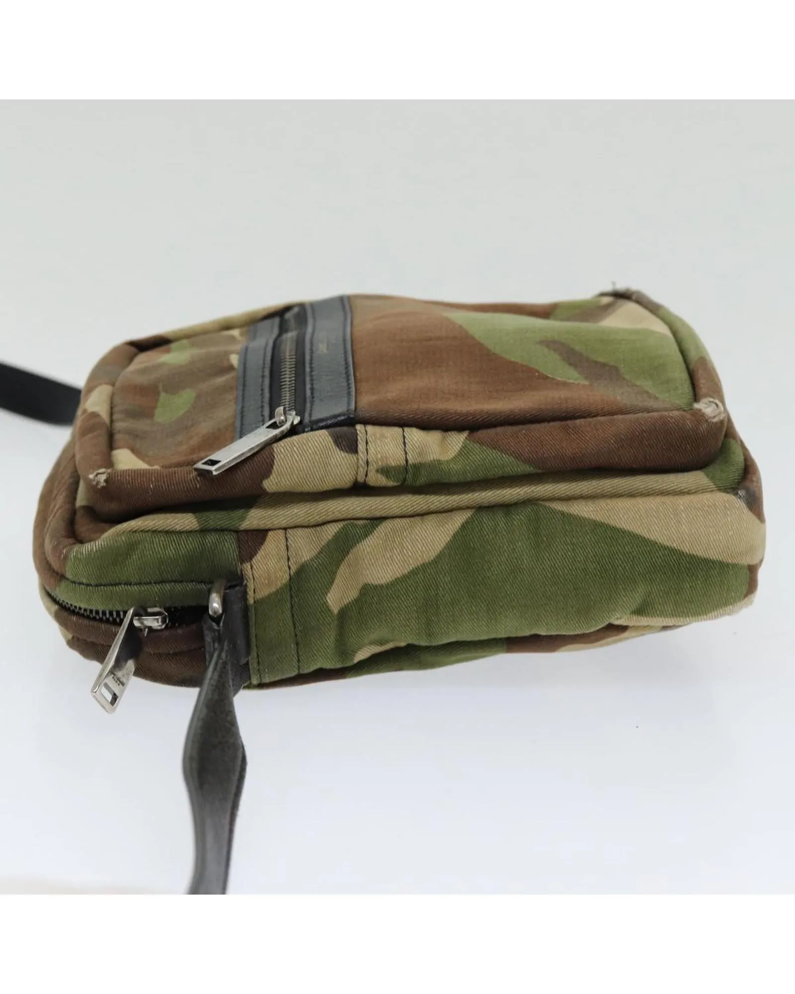 Camouflage Canvas Shoulder Bag with Silver Accents