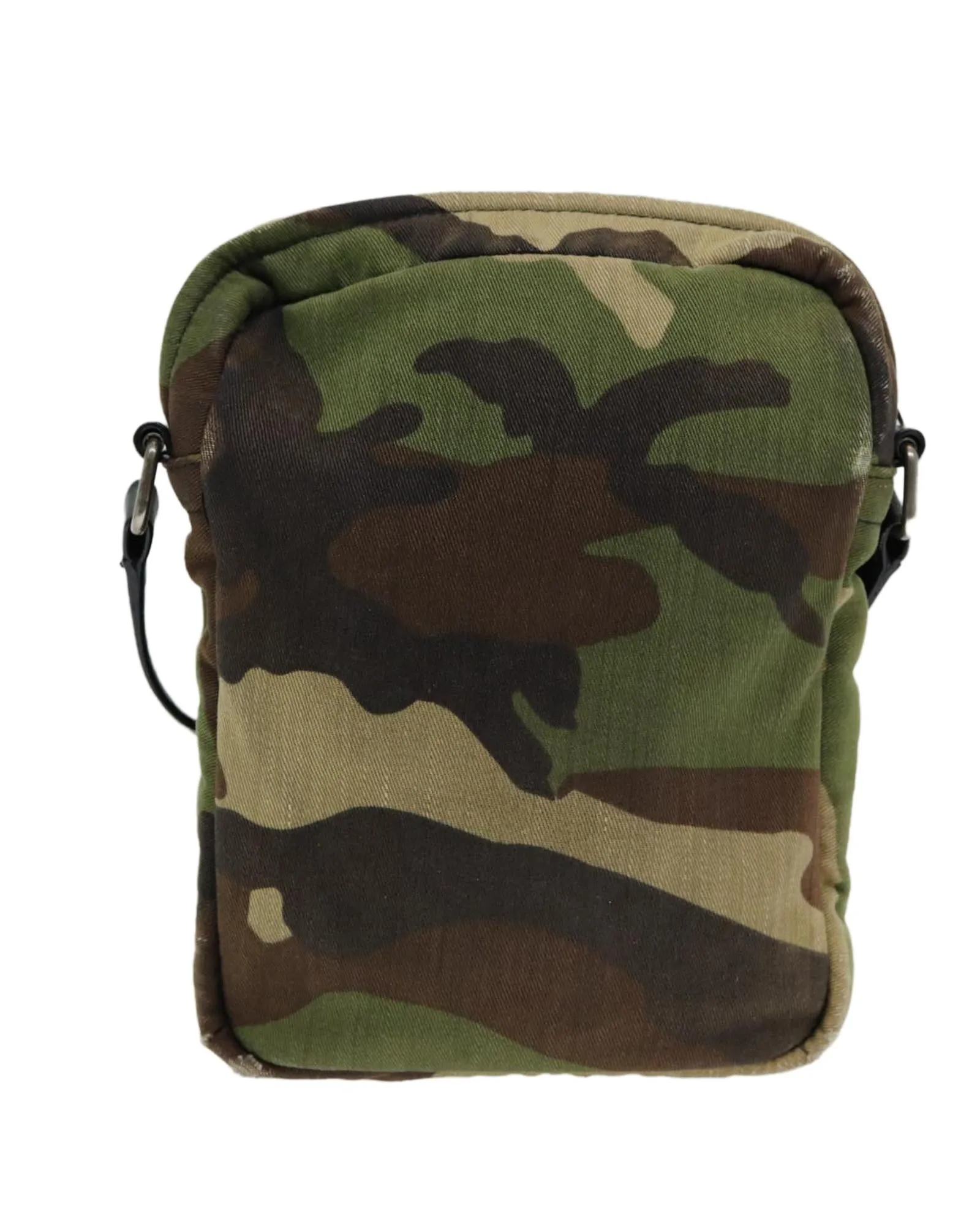 Camouflage Canvas Shoulder Bag with Silver Accents