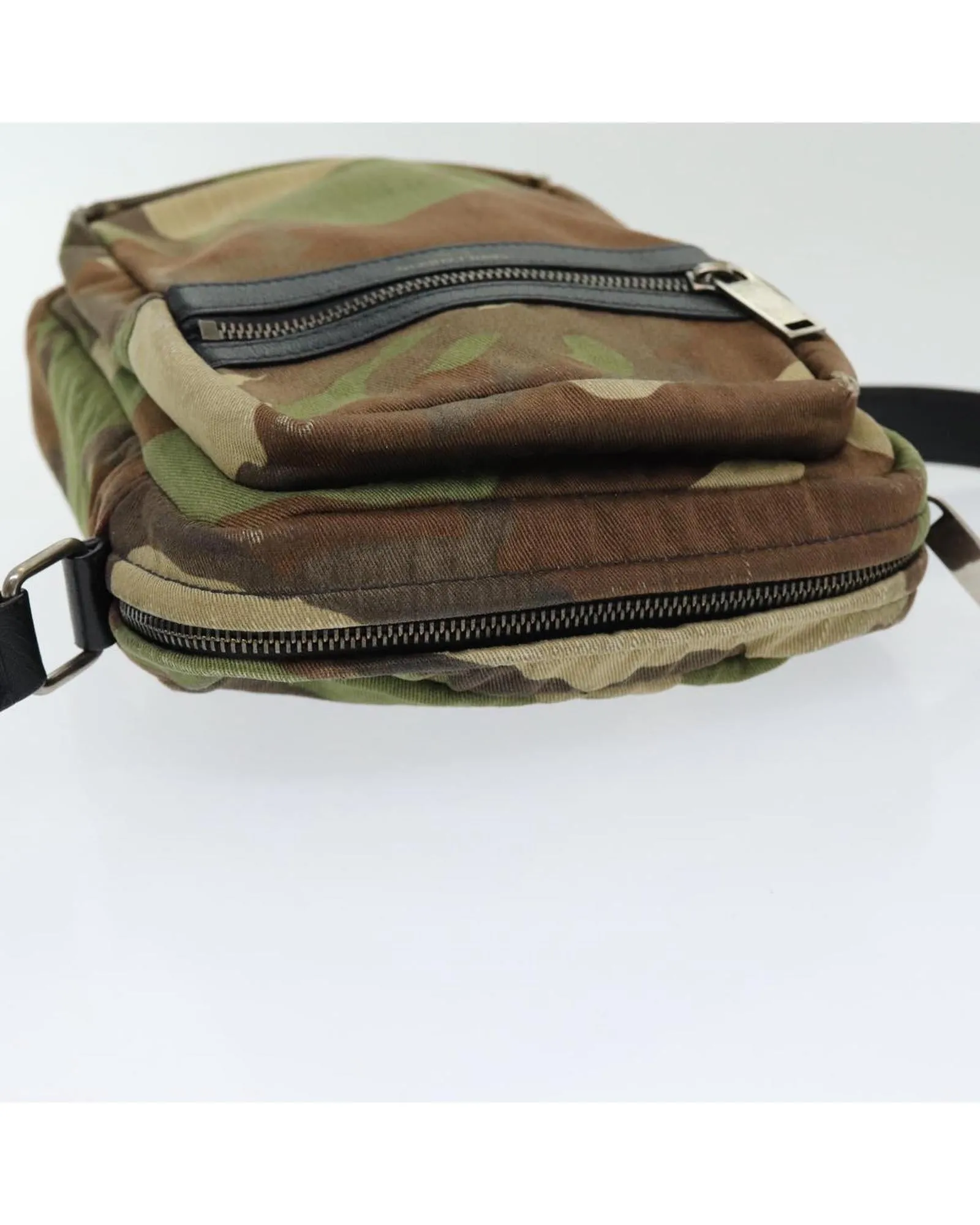 Camouflage Canvas Shoulder Bag with Silver Accents