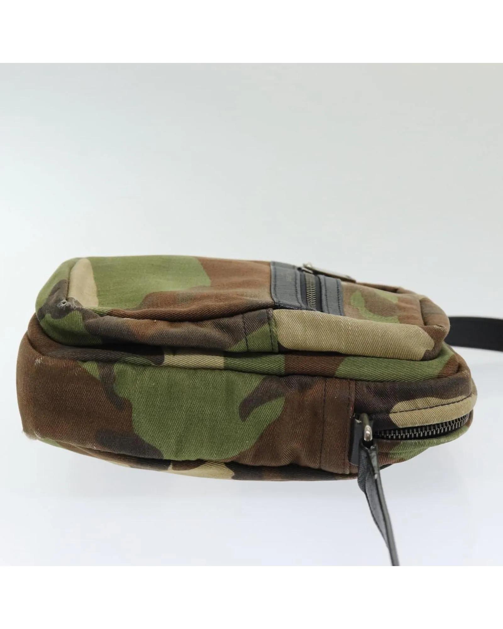 Camouflage Canvas Shoulder Bag with Silver Accents