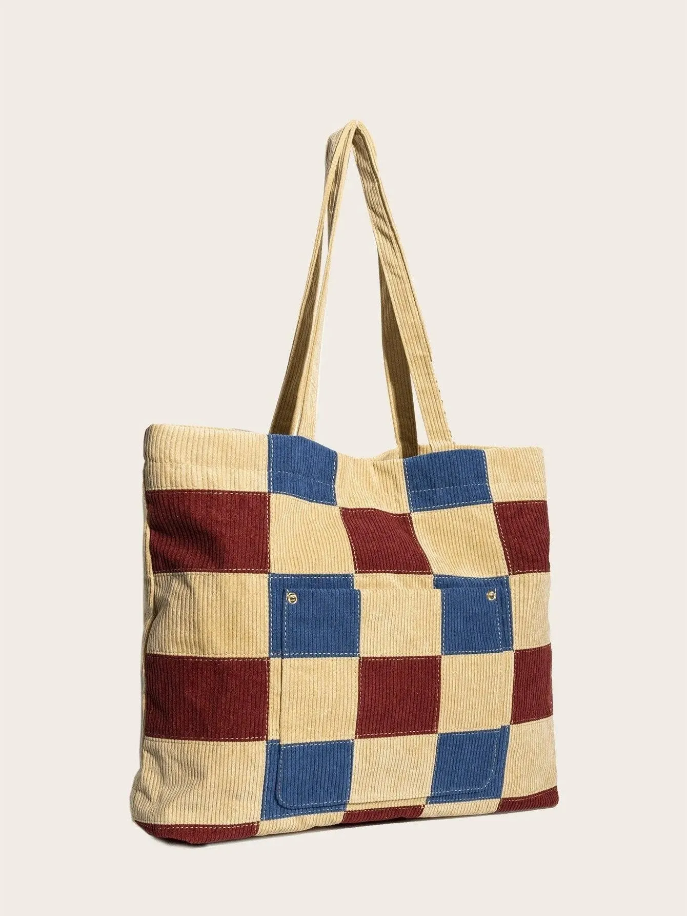 Casual Corduroy Print Tote Bag