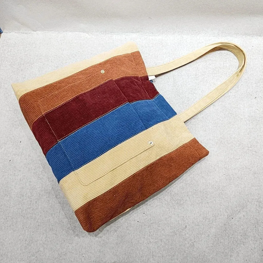 Casual Corduroy Print Tote Bag