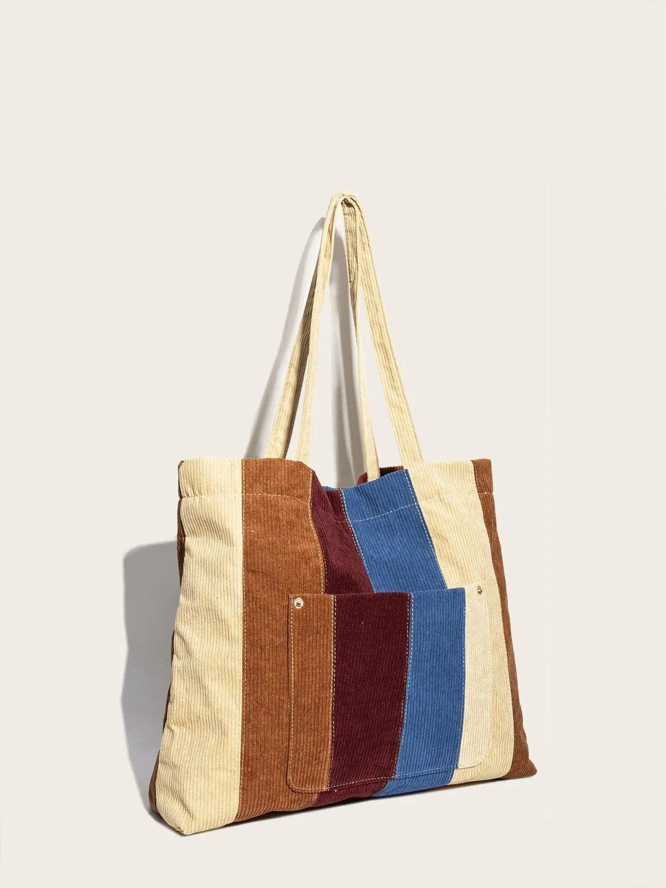 Casual Corduroy Print Tote Bag