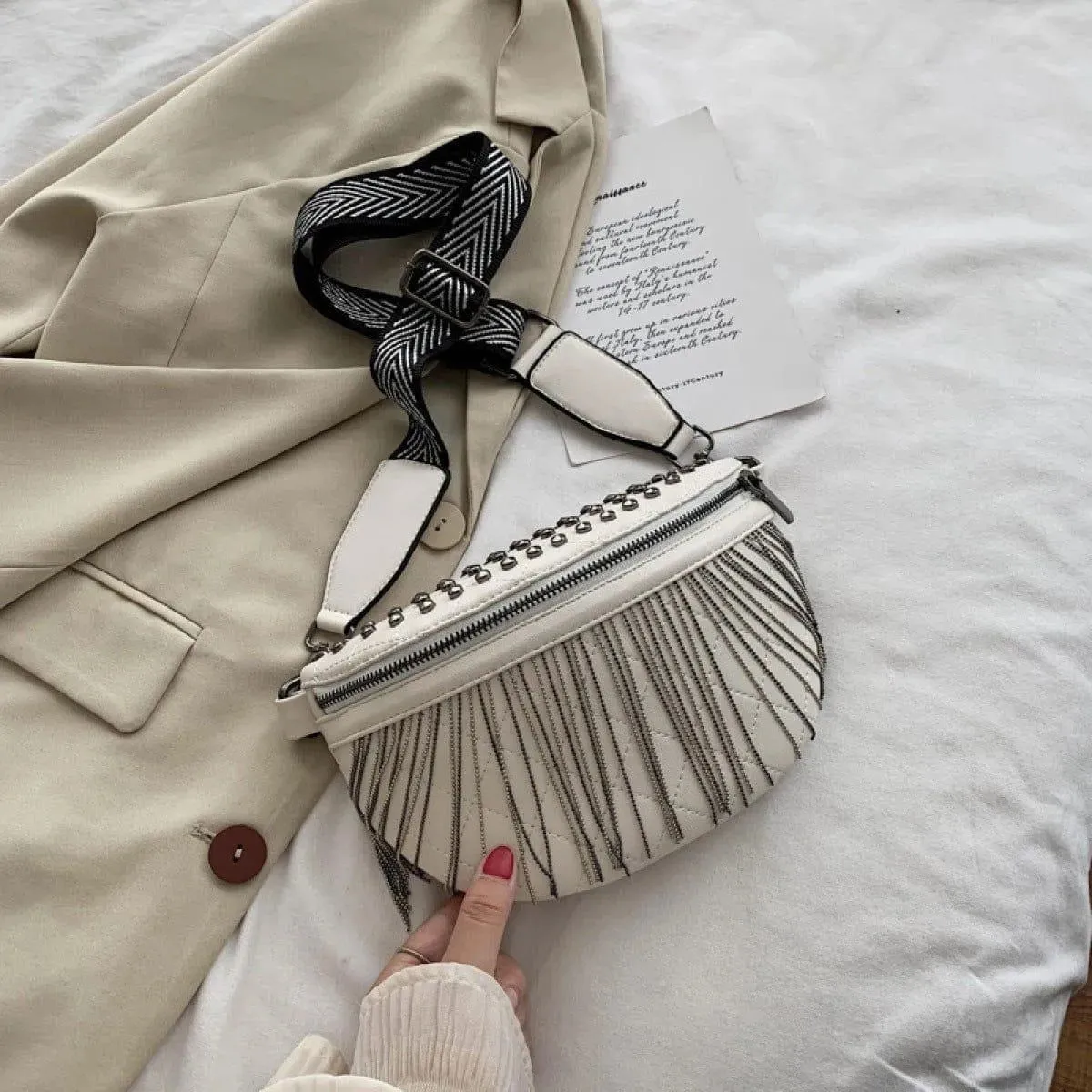 Casual Rivet Fringe Adjustable Crossbody Bag