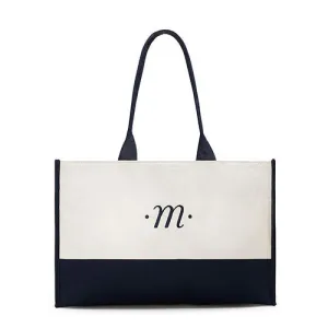 Classic Script Initial Tote - Navy Letter "B"