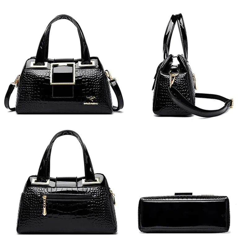 Crocodile Pattern Leather Shoulder Bags