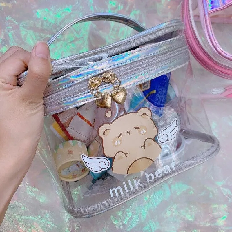 Cute bear transparent cosmetic bag PL51538