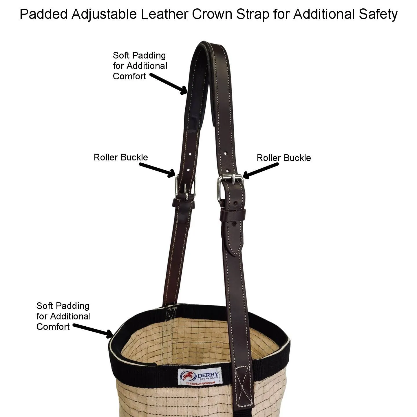 Derby Originals Ripstop 24 Oz Canvas Feed Bag with Padded Leather Crown Strap for Safety and No-Spill Flap Design