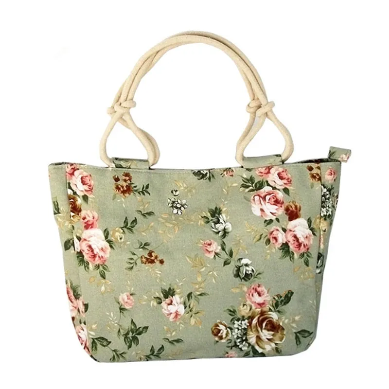 Fashion Casual Flower Printing Canvas Graffiti Tote