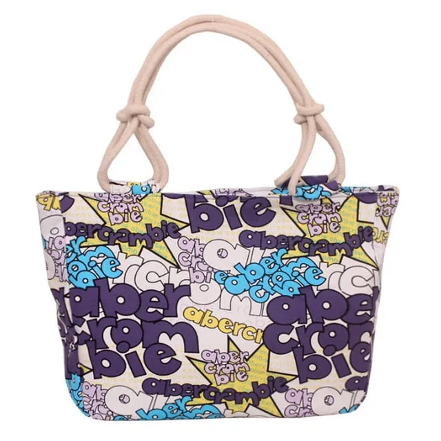 Fashion Casual Flower Printing Canvas Graffiti Tote