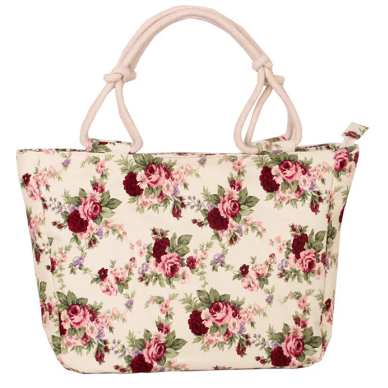 Fashion Casual Flower Printing Canvas Graffiti Tote