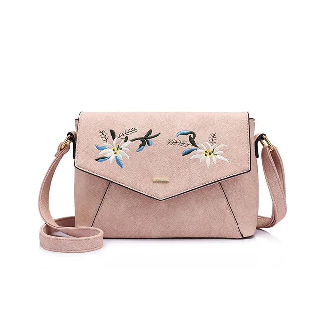 Flower Embroidery Handbag For Women