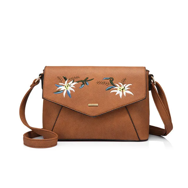 Flower Embroidery Handbag For Women