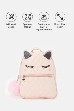 Girls Pink Character Embellished Backpack