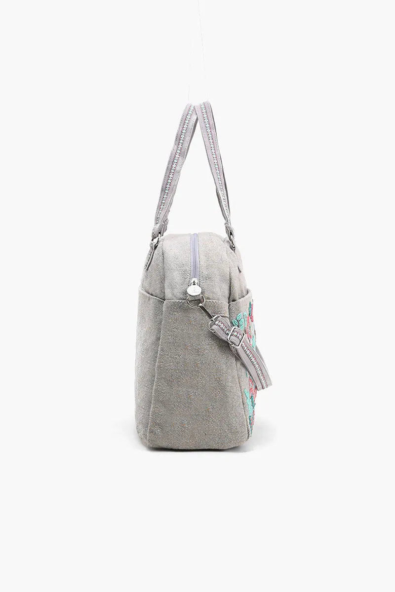 Glamorous Embellished Traveler with Crossbody-Butterfly Grey