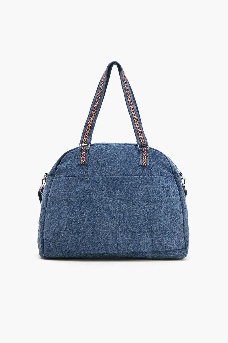 Glamorous Embellished Traveler with Crossbody-Denim