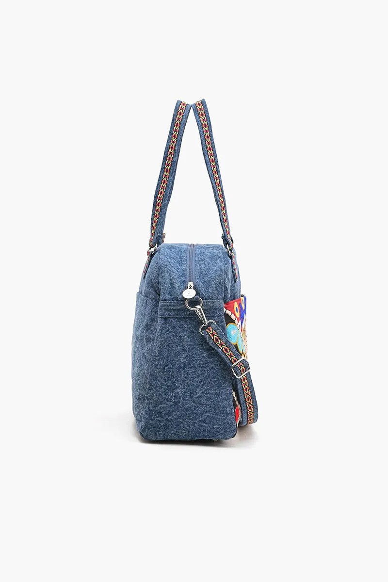 Glamorous Embellished Traveler with Crossbody-Denim