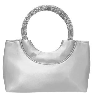 Glamorous Silver Handbag with Rhinestone Detailing