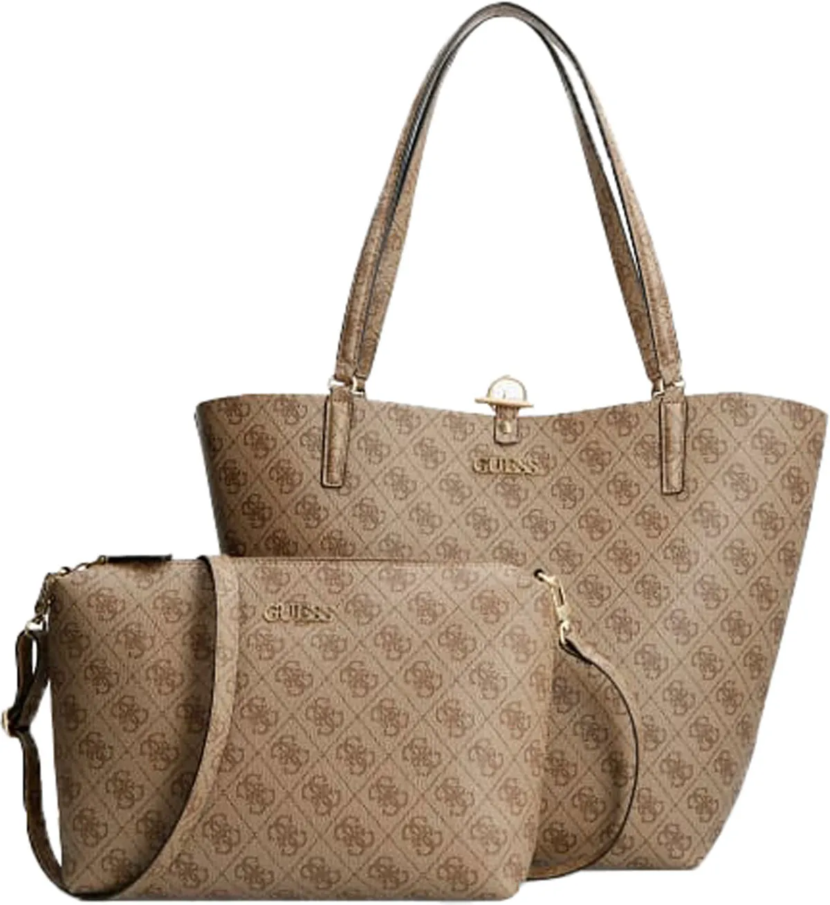 Guess Alby Toggle Tote In Lattee For Women