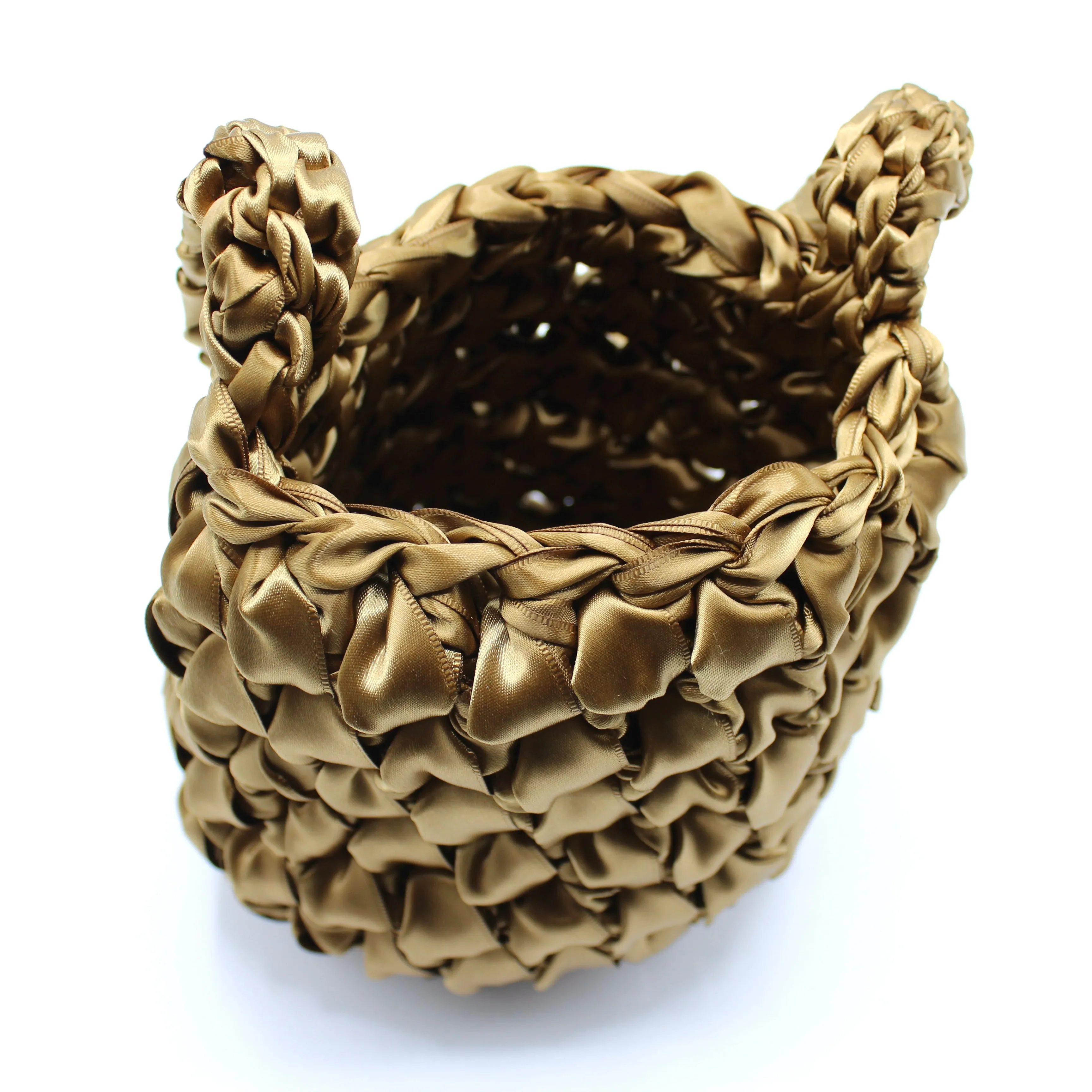 Handmade Satin Crochet Egg Shape Bucket Bag