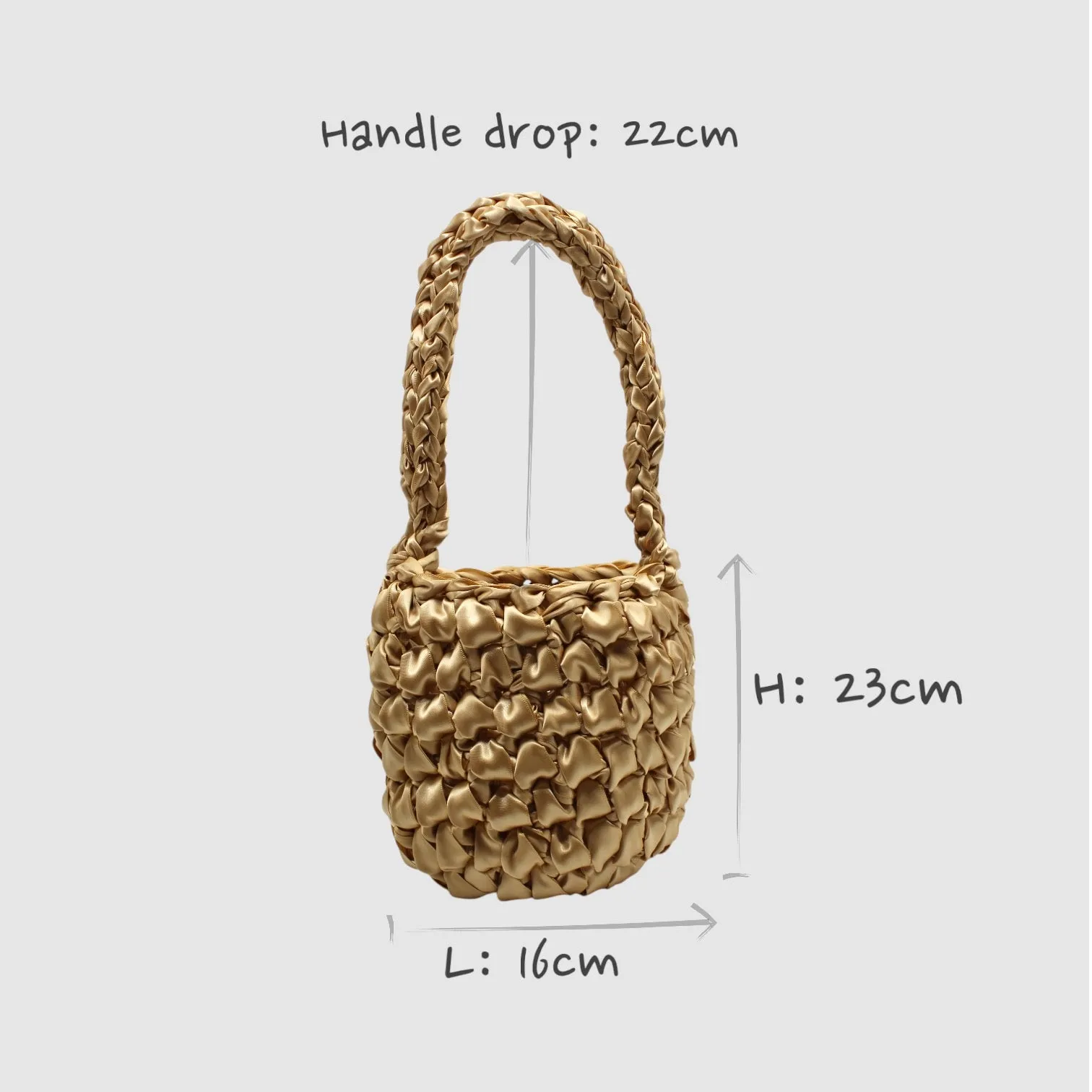 Handmade Satin Crochet Egg Shape Bucket Bag