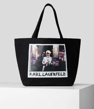 Karl Lagerfeld Ikonic Canvas Tote Bag In Black For Women