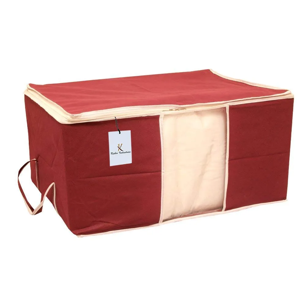 Kuber Industries 12 Piece Non Woven Underbed Storage Organiser Set, Extra Large, Maroon (CTSN043)