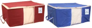 Kuber Industries 2 Piece Non Woven Underbed Storage Organiser Set, Extra Large, Maroon and Royal Blue (CTSN077)