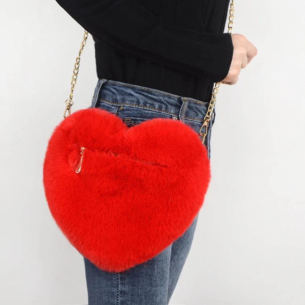 Love Struck: Soft Plush Party Bag with Chain Shoulder Strap for Ladies