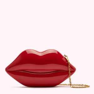 LULU RED LIPS MEDIUM CLUTCH BAG