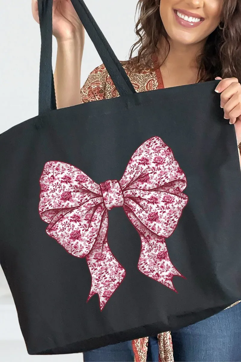 Magenta Chinoiserie Bow Canvas Jumbo Tote