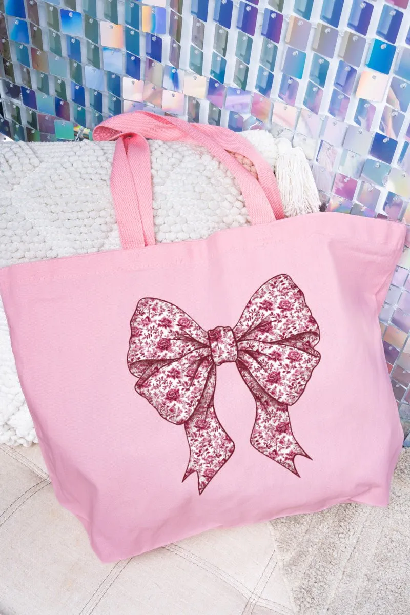 Magenta Chinoiserie Bow Canvas Jumbo Tote