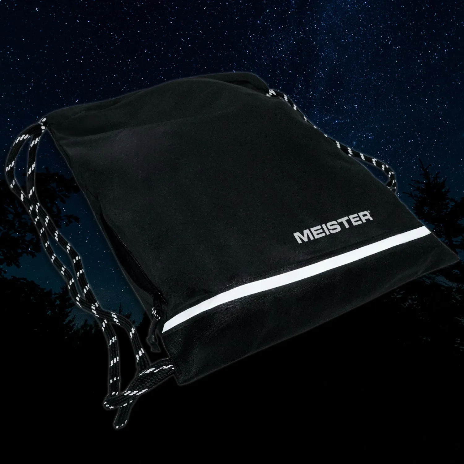 Meister XL Drawstring Backpack String Bag - Black/Reflective