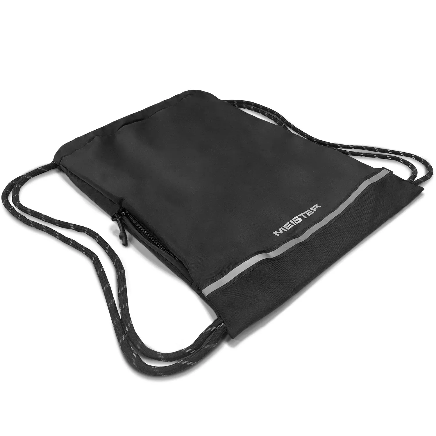 Meister XL Drawstring Backpack String Bag - Black/Reflective