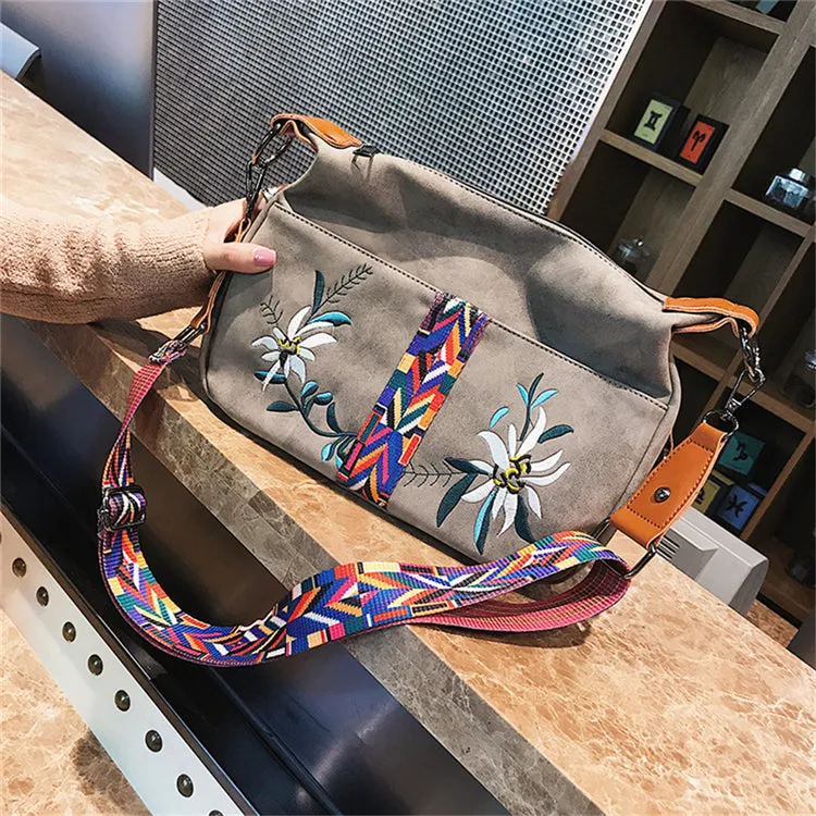 Multifunction Shoulder Embroidery Handbag